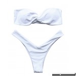 MOSHENGQI Women Solid Tube Tops Twist Front Thong Strapless Bathing Suit Swimwear Bikini Set White B07CZ9CZB7